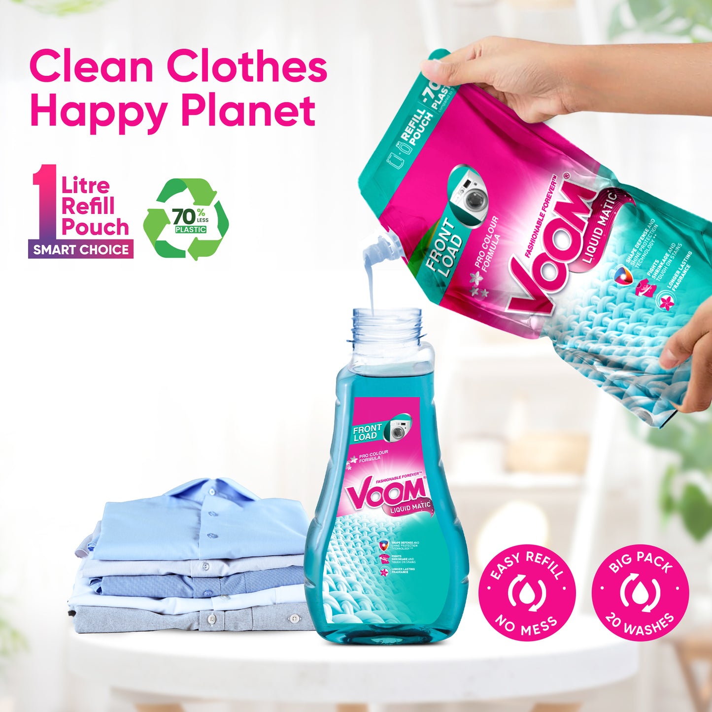 Laundry Detergent Front Load 1L Refill Pouch