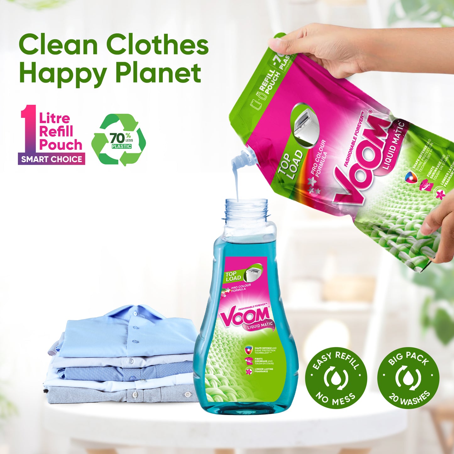 Laundry Detergent Top Load 1L Refill Pouch